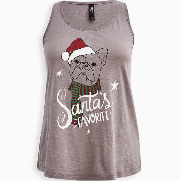 Torrid-Tank Top 3X Christmas Santa's Favorite Pug Bulldog Sleep Shirt Tee 22-24 - Picture 3 of 3